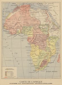 Mapa Afriky po podepsání anglo-francouzské dohody z března 1899